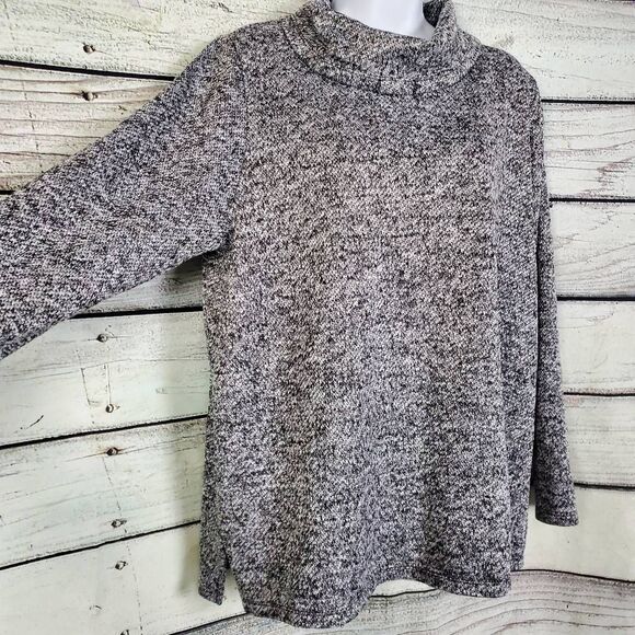 Lane Bryant Women’s Cowl Neck Sweater Size 14/16 Gray Marled Knit Pullover Long - Picture 2 of 7